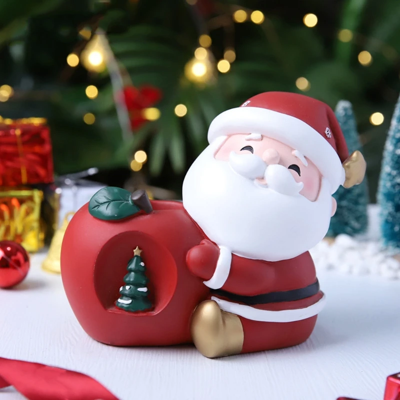 Hars Penhouder Kerstman Apple Tas Patroon Potlood Cup Voor Meisjes Jongens Kids Duurzaam Bureau Organizer Make Borstel Houder