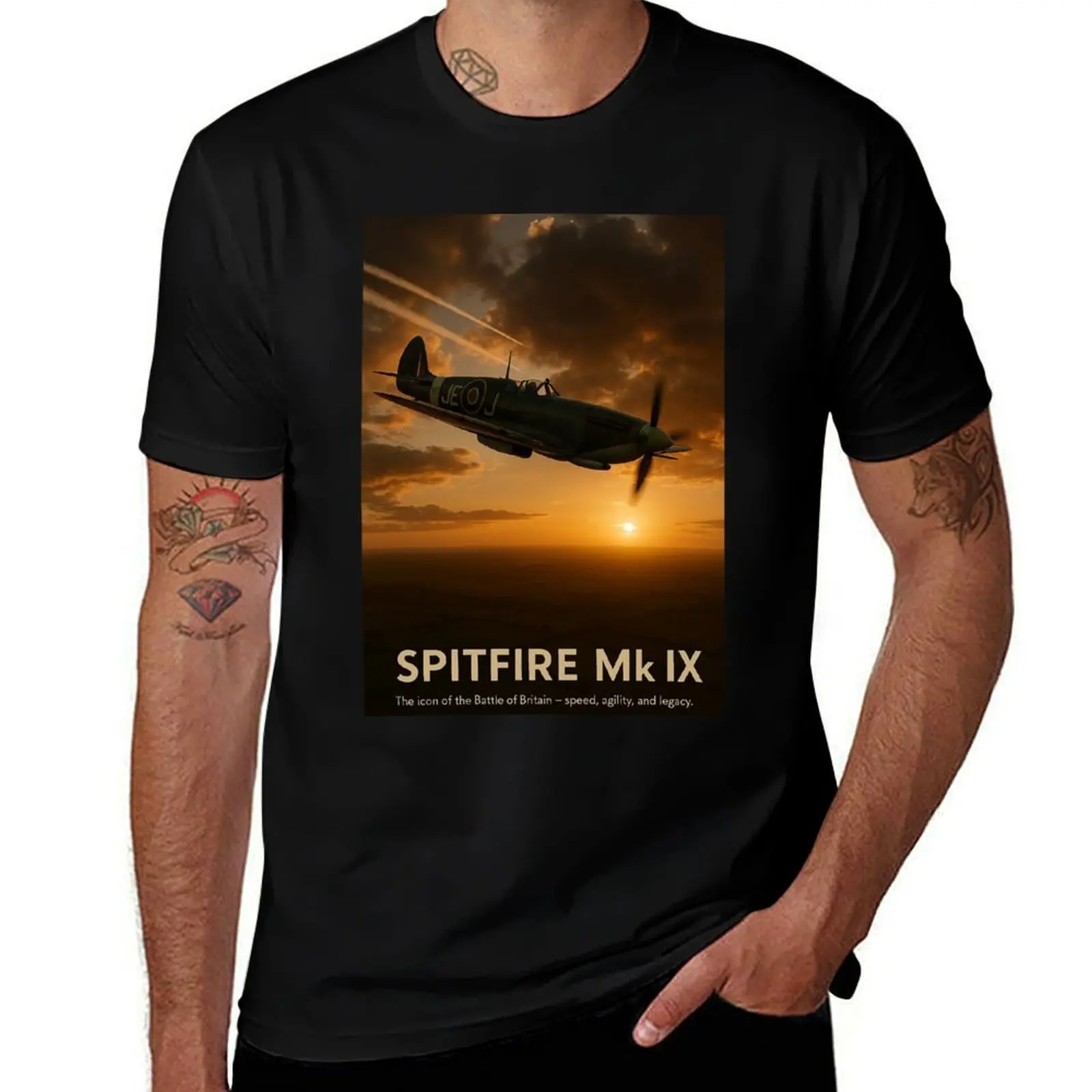 Футболка Spitfire MK IX, модные рубашки, футболка большого размера с рисунком, одежда в стиле каваи, футболки для мужчин