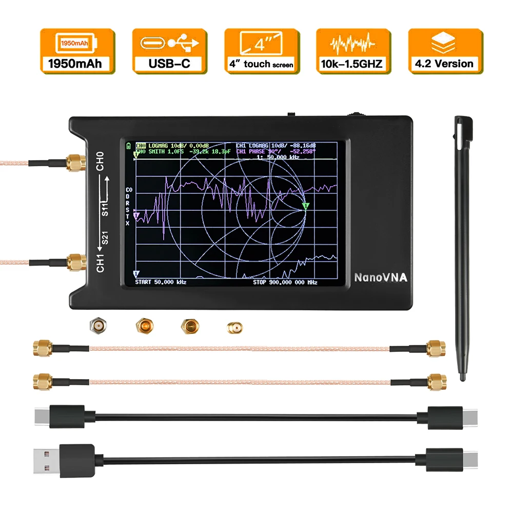 

Spectrum Anslyzer NanoVNA-H4 2.8/4“ Vector Network Antenna Analyzer 10KHz-1.5GHz MF HF VHF UHF Antenna Tuner nano vna NanoVNA-H