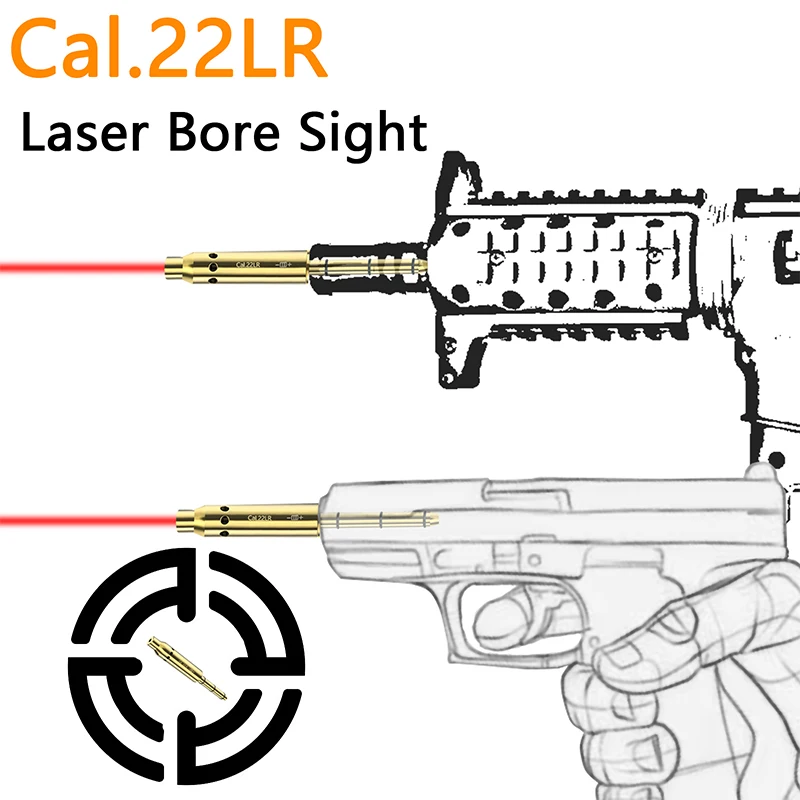 .22LR Caliber Tactical Red Dot Laser Sight Brass Bullet Scope High Precision Gun Muzzle Sight for Pistol Rifle Airsoft Aiming