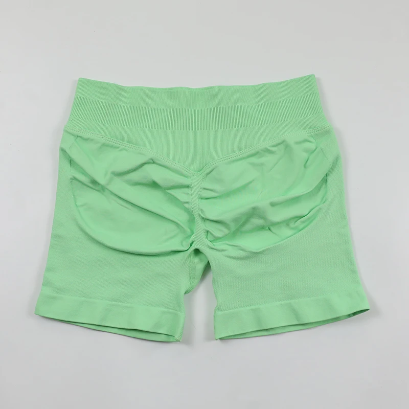 No Logo Sexy V Back Low Ribbed Waist Band Yoga Shorts Seamless Scrunch Bum Workout Gym Shorts Booty Hight Stretch Running Shorts image 5