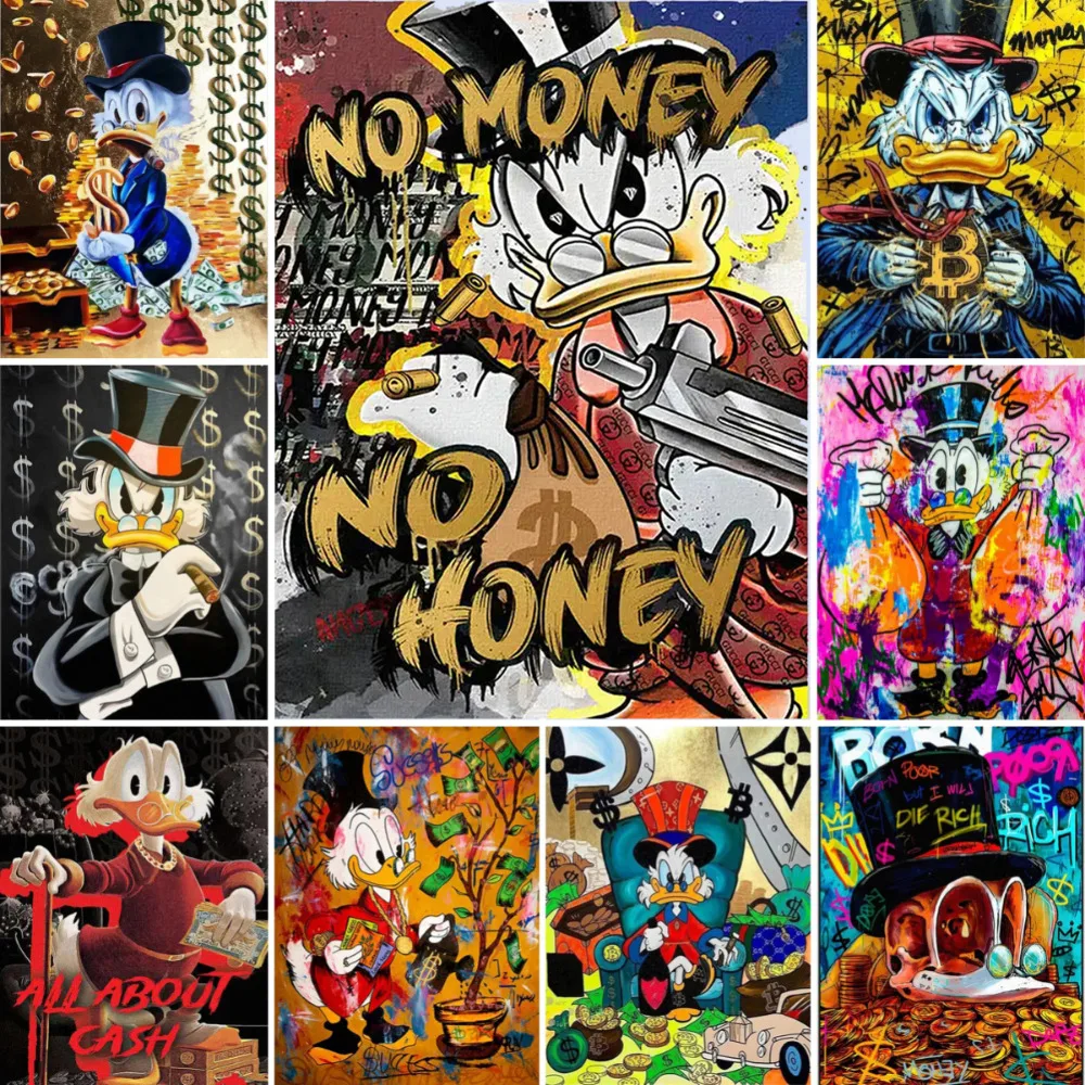 Disney Pop Art donald Duck Prints Disney Cartoon Poster Graffiti Comics Pop Art Wall Decor Canvas Painting Home Bedroom Decor