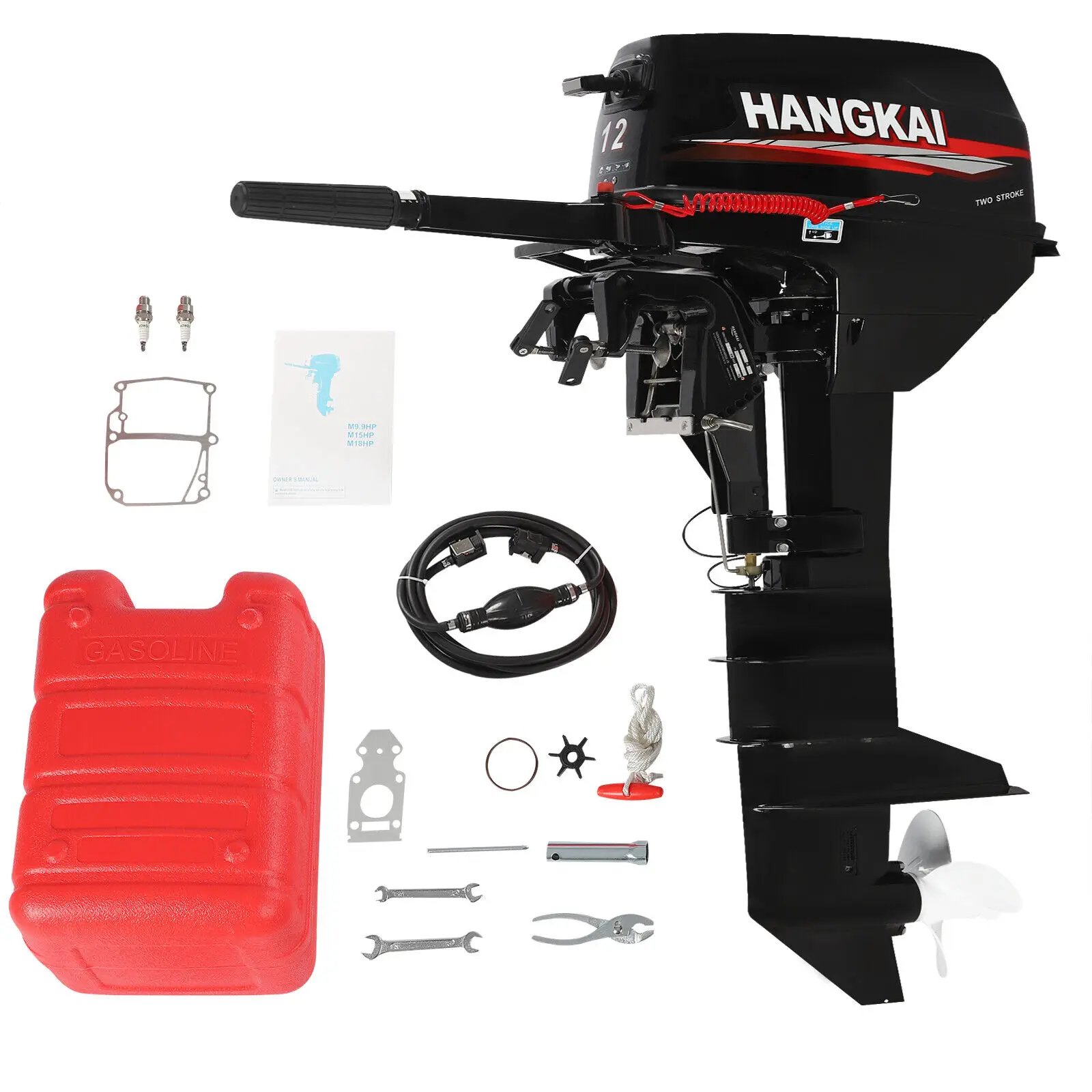 HANGKAI 12 HP 2Stroke Fishing Boat Engine Outboard Motor Long Shaft Water Cooled boat accessories marine