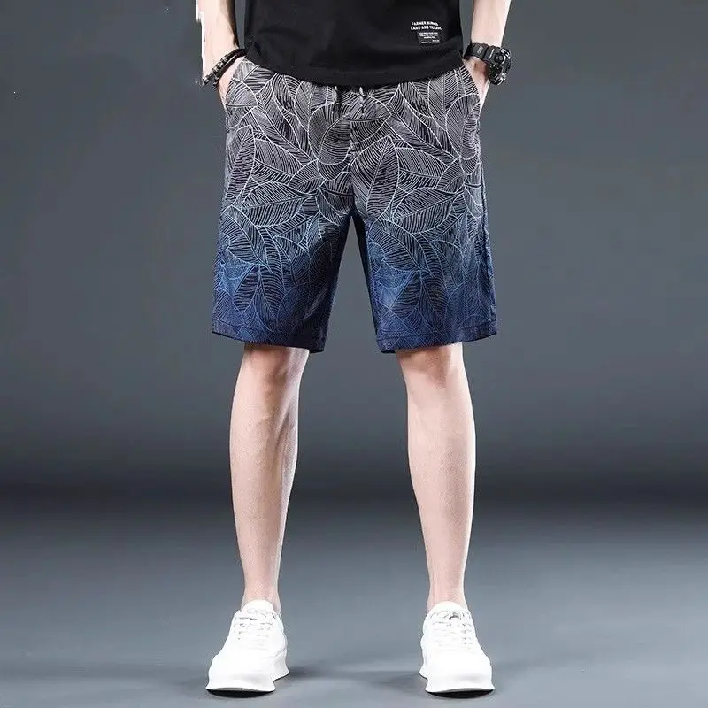 Gradient Color Men Summer 2025 New Loose Five-point Beach Pants