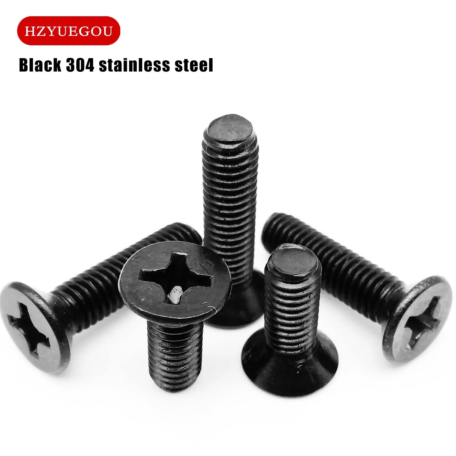 HZYUEGOU Hochwertige Schwarze A2 304 Edelstahl Kreuzschlitz-Phillips-Flachkopfschraube M1.6 M2 M2.5 M3 M4 M5 M6 M8 – Detail 3