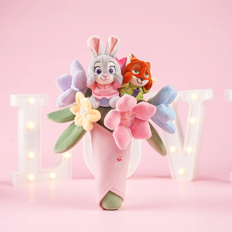 Potdemiel Zootopia Pareja Juego de Regalo de Peluche - Tarro de Miel de Disney con Muñeco de Peluche Judy y Nick, Propuesta de Cumpleaños Sorpresa Romántica