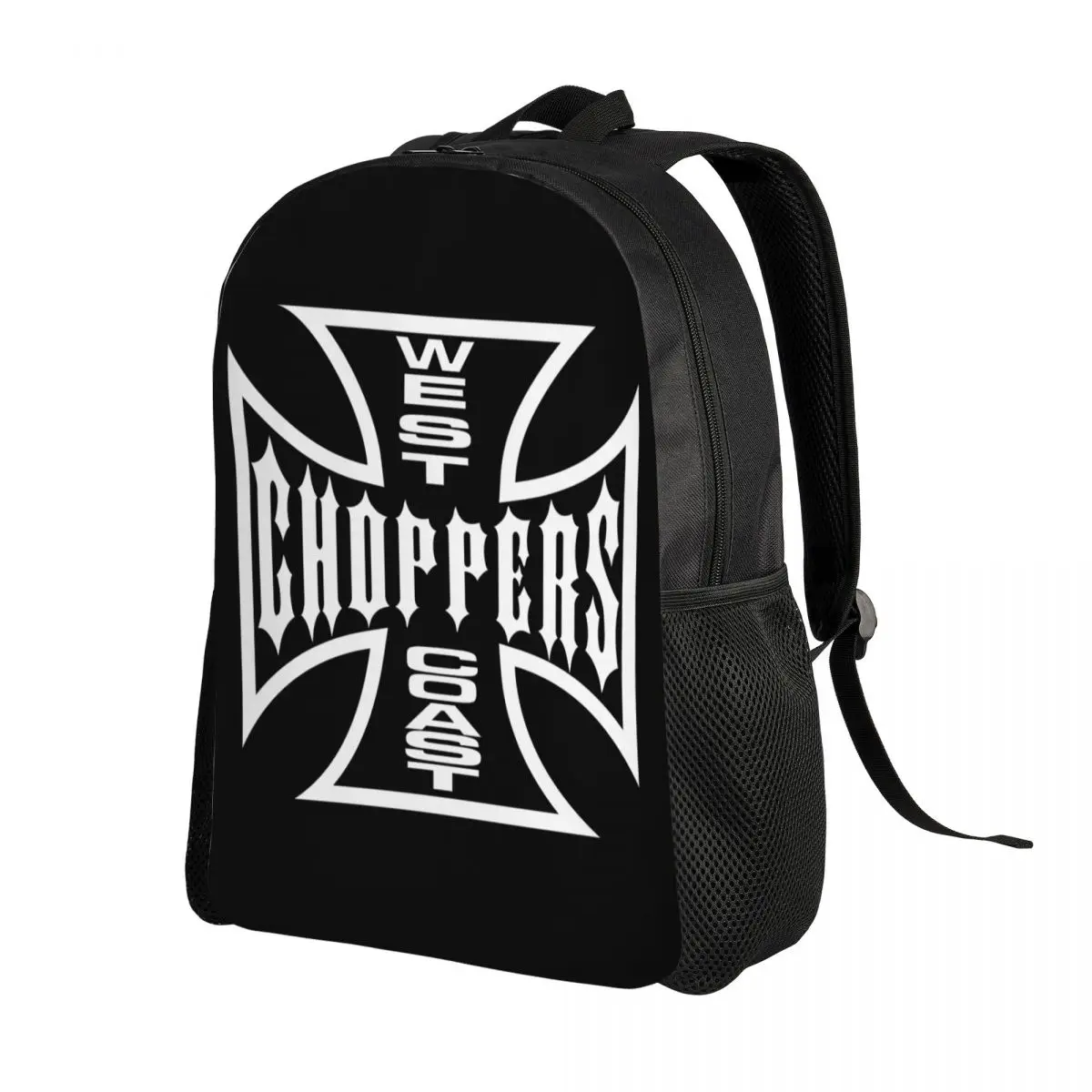 West Coast Iron Cross Choppers Backpack for Men Women Waterproof School College Bag Print Bookbag