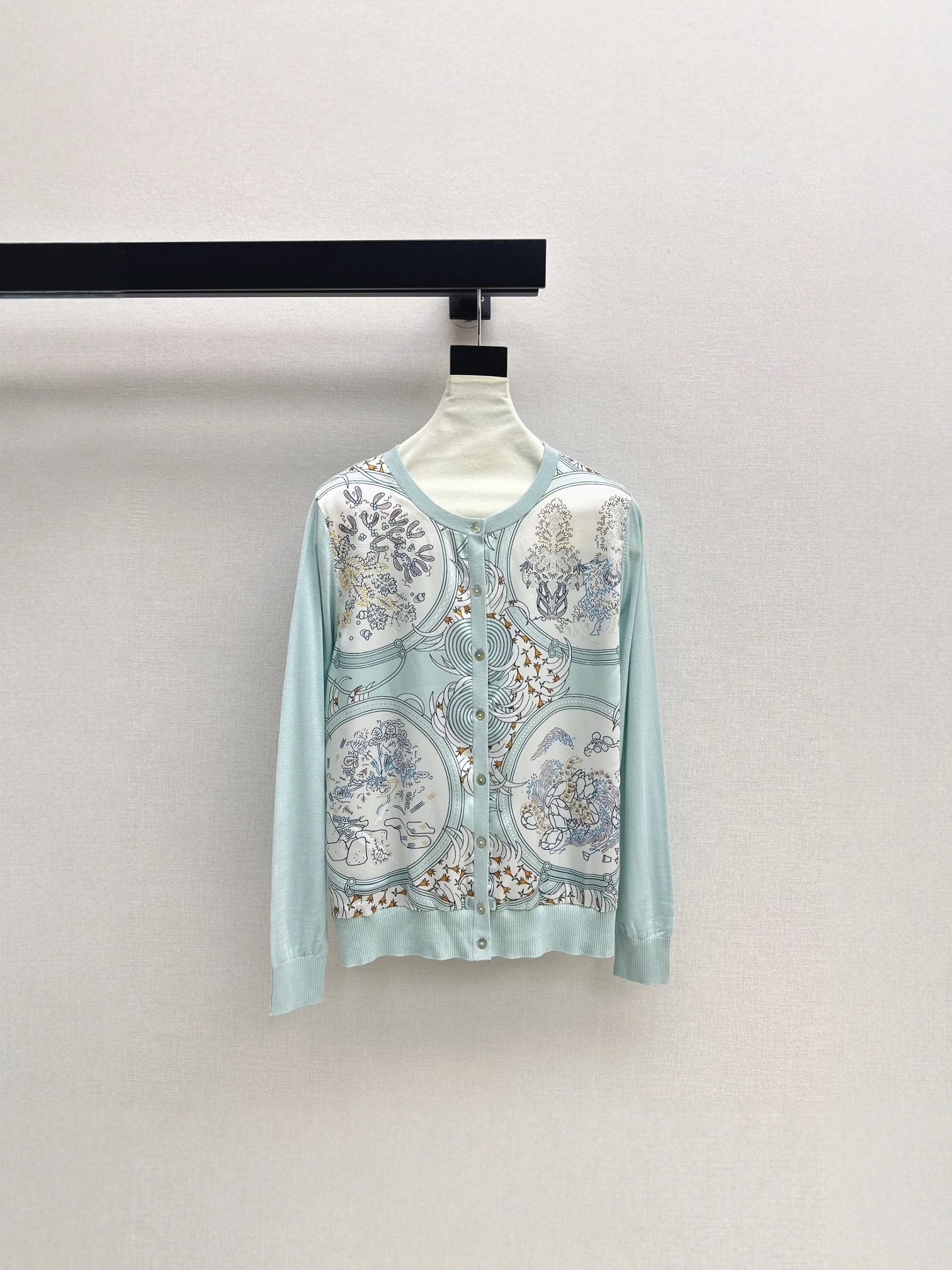 

South Oil High-Defn Early Autumn New Silk Fabric Patchwork Diagonal Stripe Women's Knitted Open Cardigan Coat