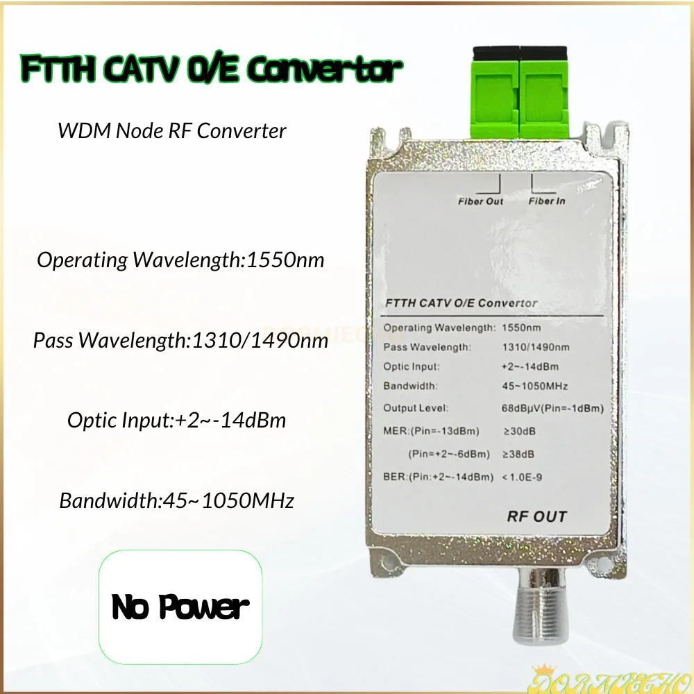 New CATV 1310nm/1490nm/1550nm Mini FTTH Receiver Fiber Optical Minimode Indoor WDM Node RF Converter Triplexer AGC No Power