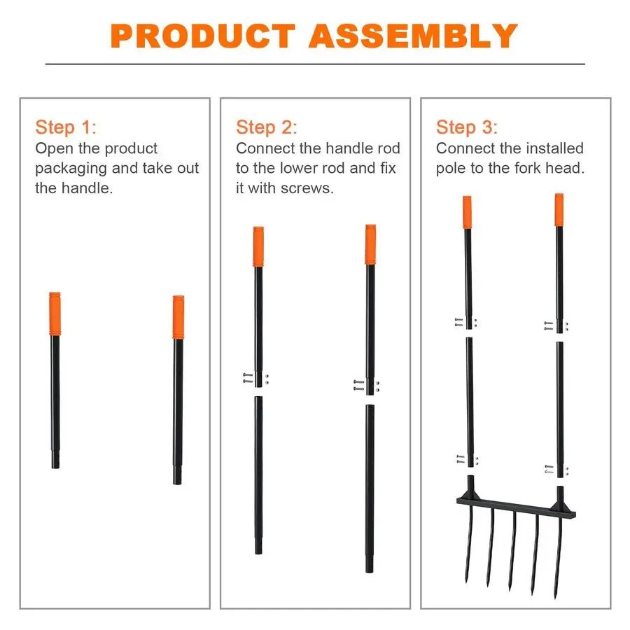 Ferramenta de jardim garfo, design ergonômico para fazendas, jardins, panelas de vegetais, para fácil giro do solo, remoção de ervas daninhas, 5 de largura F