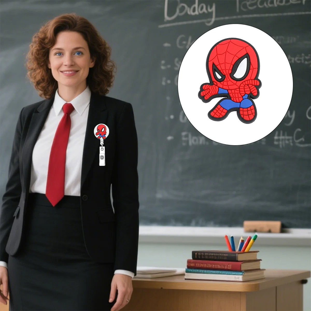 Marvel Spider Man Infermiera telescopica Dottore Badge Scroll Clip Ospedale Studente medico Porta carte d'identità Portachiavi Cordino