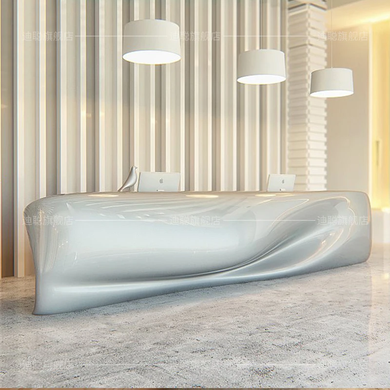 Welcome Modern Reception Desks Company Painting Fashion Special Shape Reception Desks Design Cashier Mostrador Unique Furniture
