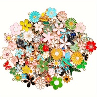100 spring/summer floral themed pendants, various gold enamel pendants, DIY necklaces, bracelets, earrings, holiday supplies [ra