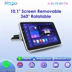 Hizpo 10,1 Zoll Universal 1Din Android Autoradio Multimedia GPS Navigation RDS DSP Automotive BT CarPlay 4G 360 °   Drehbarer Bildschirm