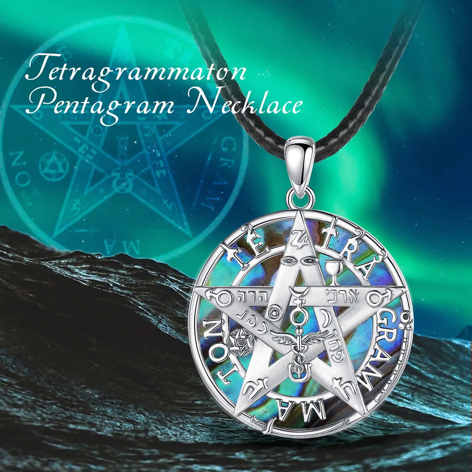 Eudora 925 Sterling Silver Tetragrammaton pentagramma collana colorato shell amuleto personalità ciondolo uomo donna gioielli di moda