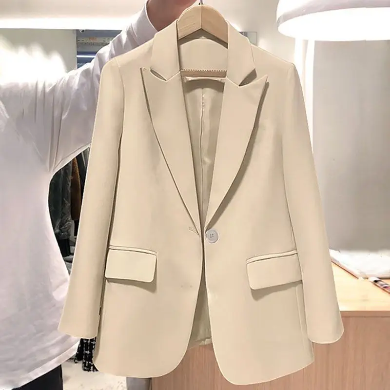 

Women's Oversized Blazer Jacket Business Suit Coat Lapel Long Sleeve Solid Button Casual Elegant Coat Trendy Loose Outwear