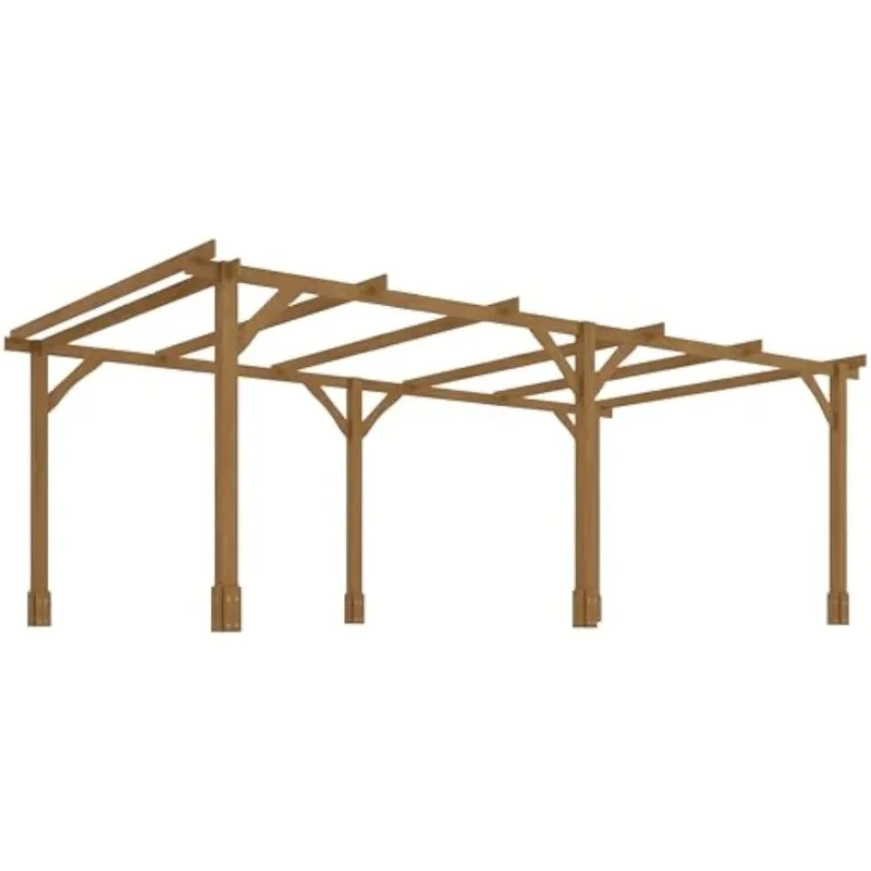 

Outdoor Pergola Wood Gazebo Grape Trellis Climbing Plant Support Stable Structure Concrete Anchors Garden Decor 10' x 20