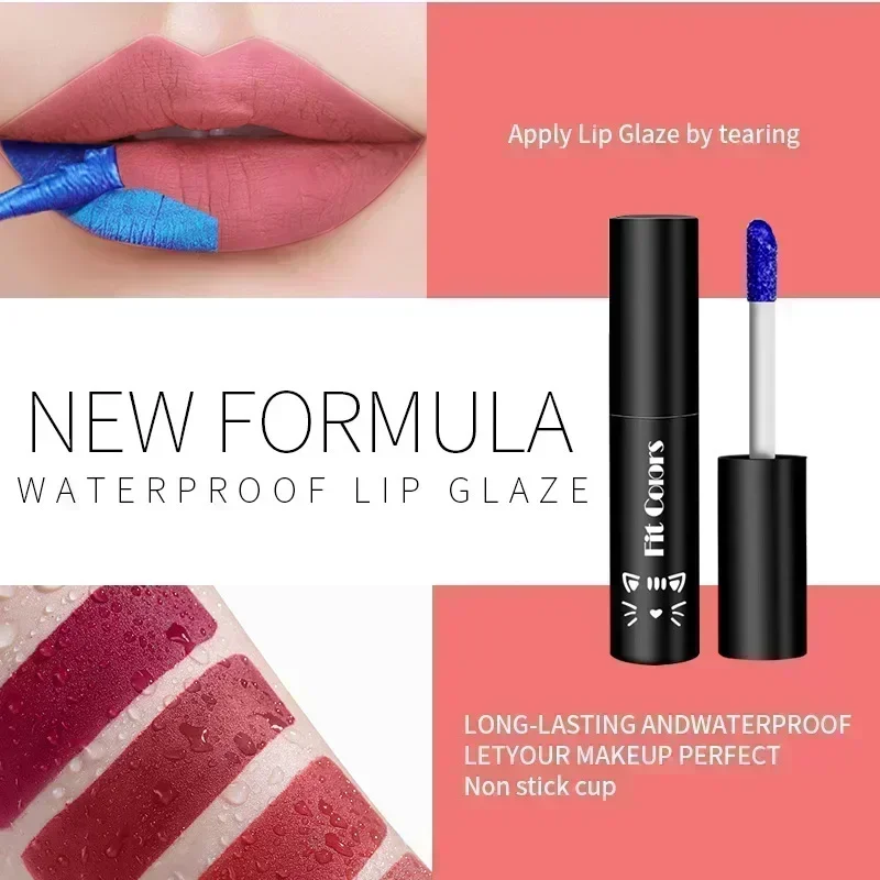 5 Color Matte Peel Off Liquid Lipstick Waterproof Moisturizing Lip Gloss Long Lasting 24h Non-Stick New Fashion Lip Glaze 4ml