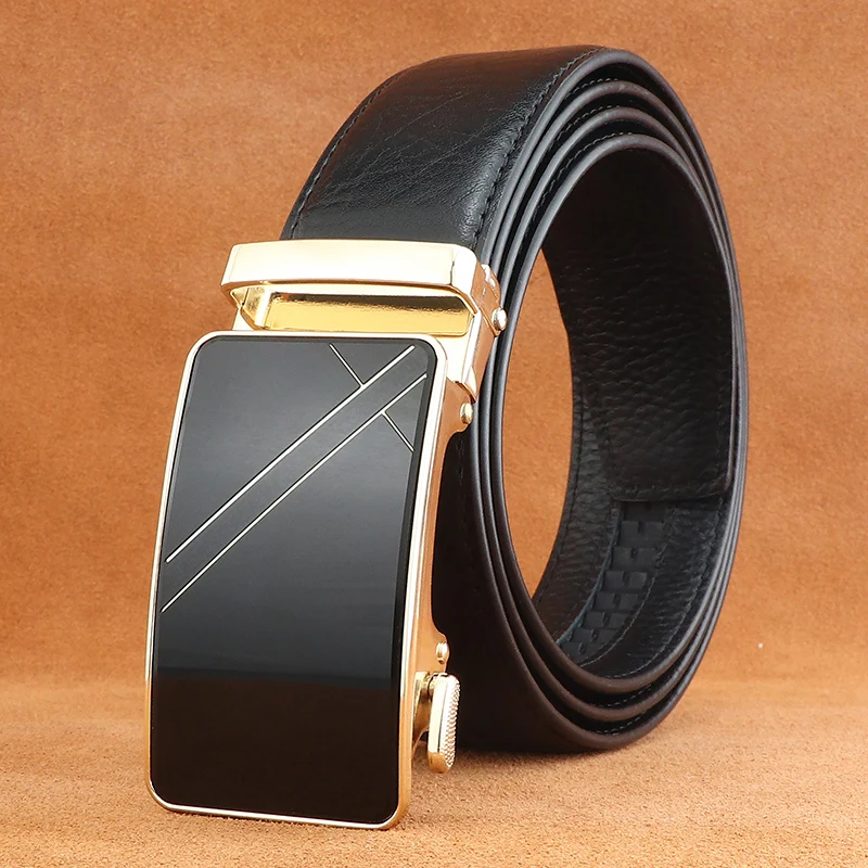 

Belts men black business Automatic Buckle cowhide brand luxury genuine leather high quality young men formal Waistband