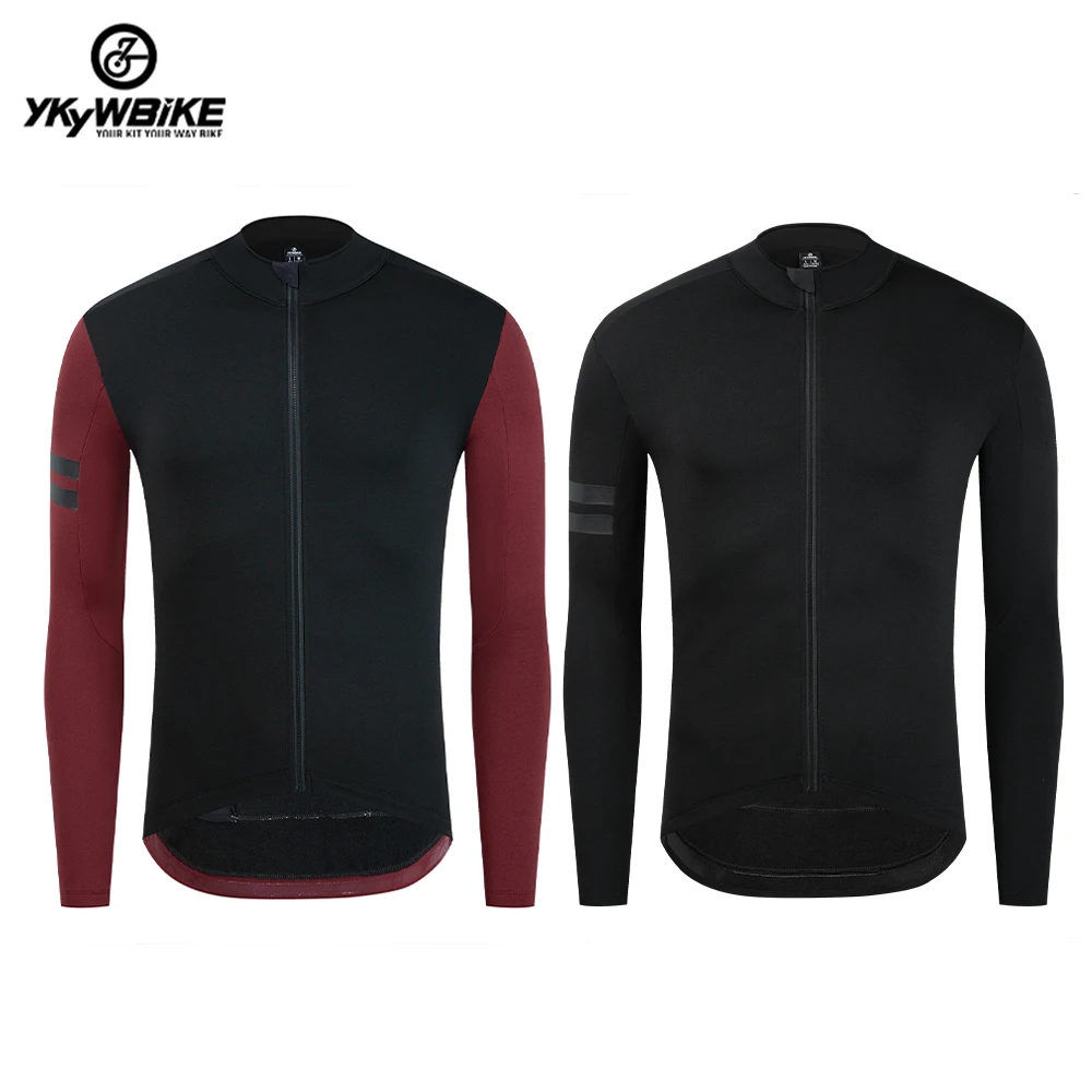 YKYWBIKE 2024 Men's Winter Cycling Jersey Thermal Fleece Bicycle Long Jersey Bike Jacket MTB Long Sleeve Warm Tops Bike Jacket