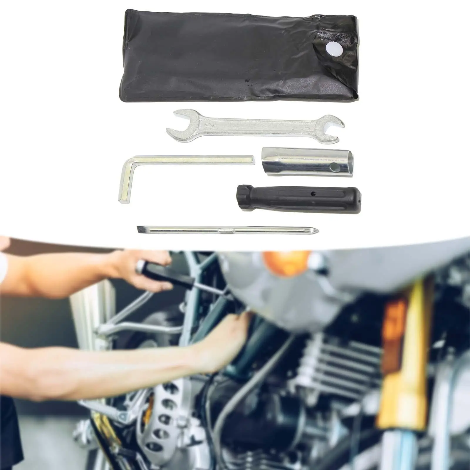 

5 Pieces Motorcycle Repair Tool Kit Maintenance Tool with Storage Bag Compact Universal Motorcycle Kit for Electric Bikes