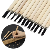 B84B-Wood Carving Chisel Set- 12Pcs For Basic Cutting& Detailed Woodworking Gouges Kit DIY Hand Tools