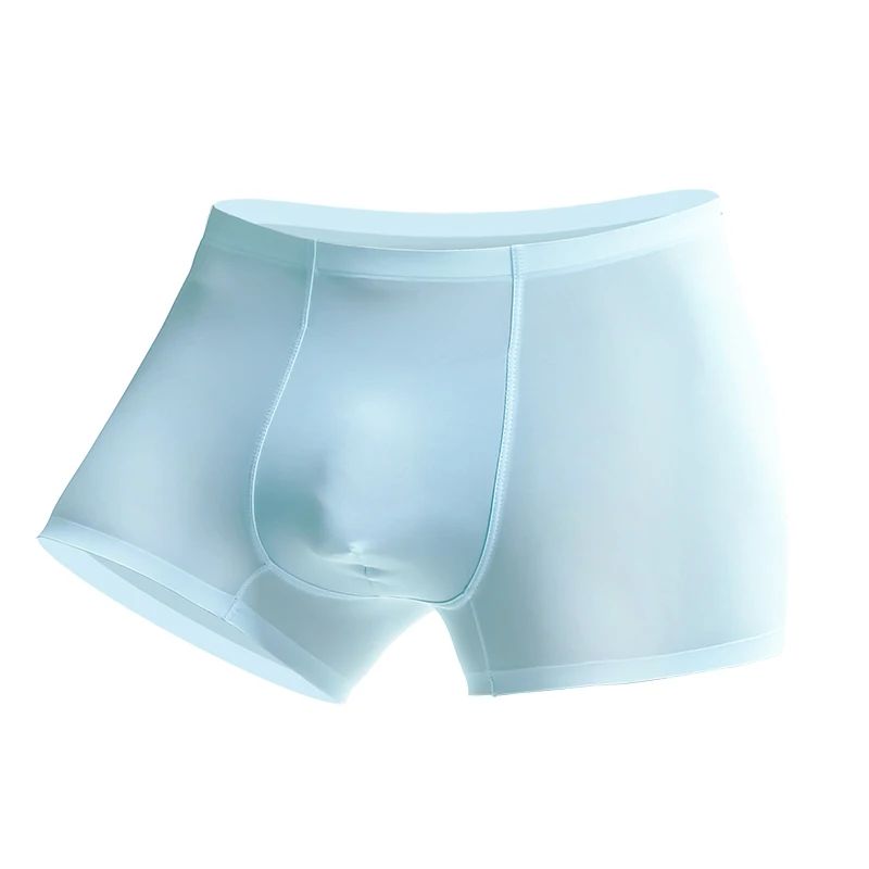 

Мужское нижнее белье, мужские трусы-боксеры, бесшовные шорты с четырьмя углами из ледяного шелка, модные и стильные, сексуальные и дышащие, тонкие летние шорты