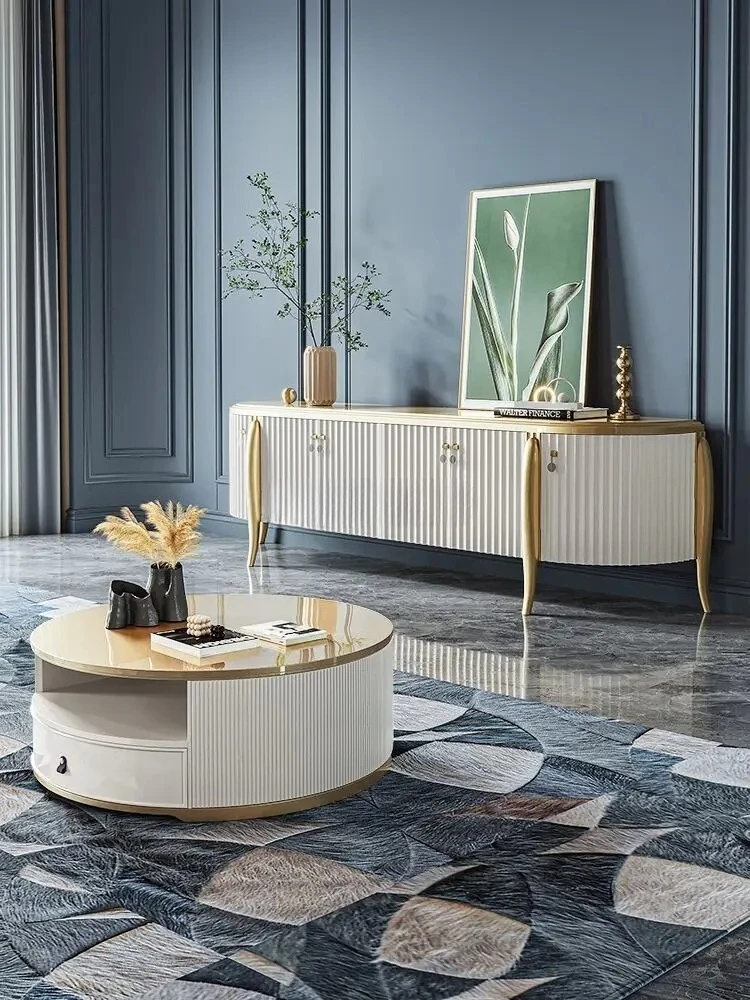 

**Современный простой белый светлый роскошный журнальный столик из цельного дерева