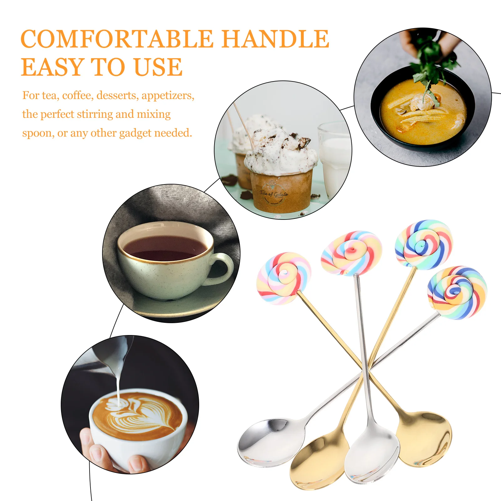 

4pcs Stainless Steel Spoon For Coffee Tea Dessert Mixing Multi-Function Kitchen Tool Ergonomic Handle Easy Clean Seasoning