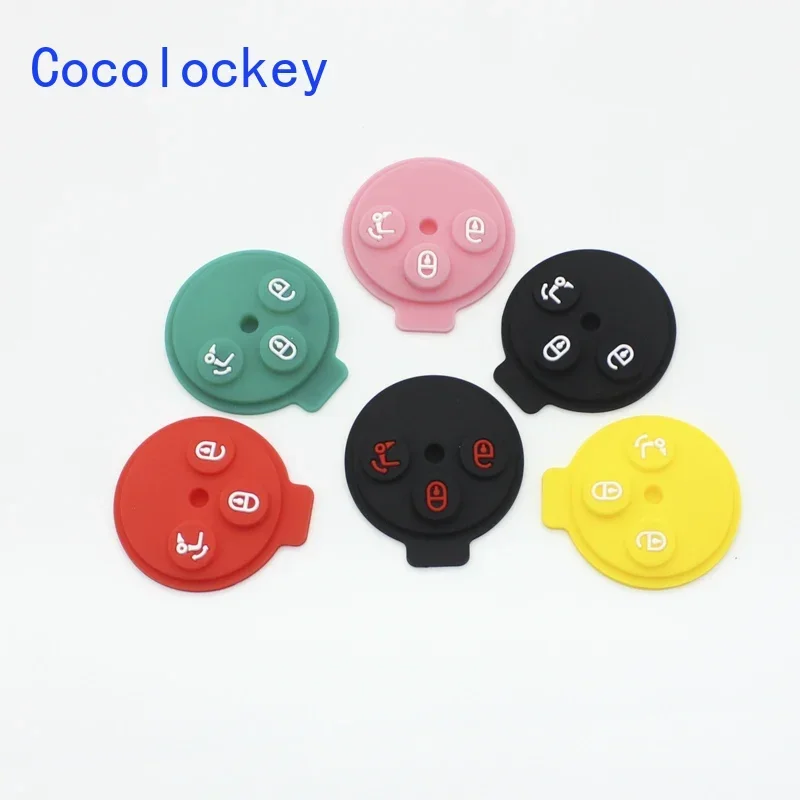 Cocolockey 3 Buttons Silicone Key Rubber Pad for Benz Smart Fortwo K City Couple Remote Smart Key Car Accessories