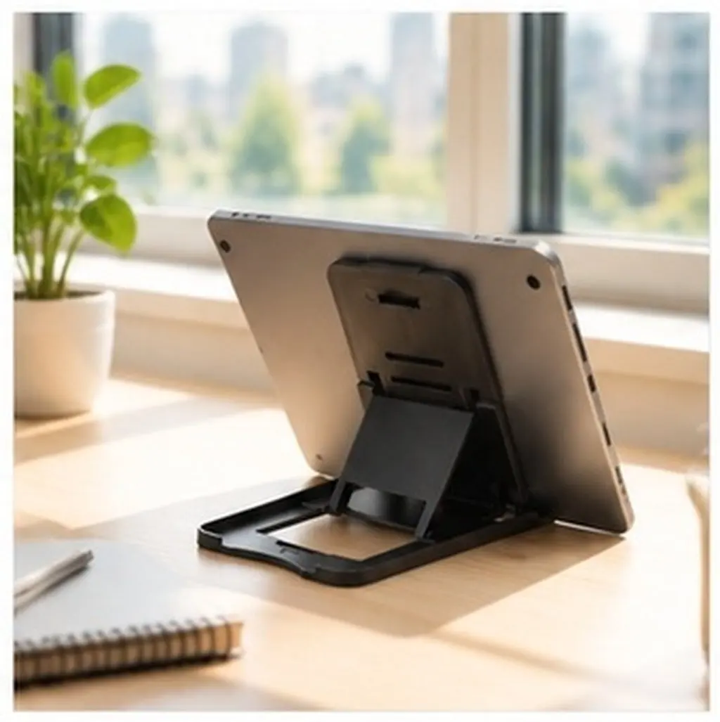 Universal Black Folding Hard Plastic Tablet Pc Stand Support Holder Adjustable 5 Modes Convenient Video Watching Music Enjoyment