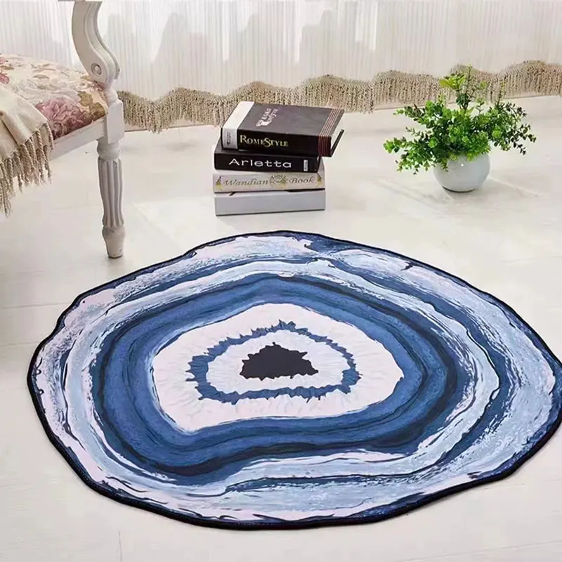 3D Wooden Grain Carpet Round Annual Rings Living Room Area Rug Kids Bedroom Play Rug Chair Mat Doorway Rugs Non-Slip Bath Mat