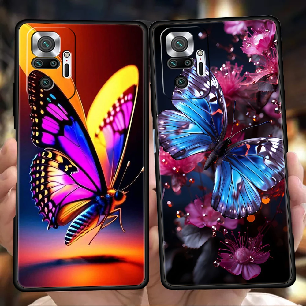 Butterfly Phone Case Cover for Redmi 13C 10C Note 13 12 10 11 Pro Plus 7 8T K40 K50 Gaming Pro Plus 5G Soft Shell Capas Bags TPU