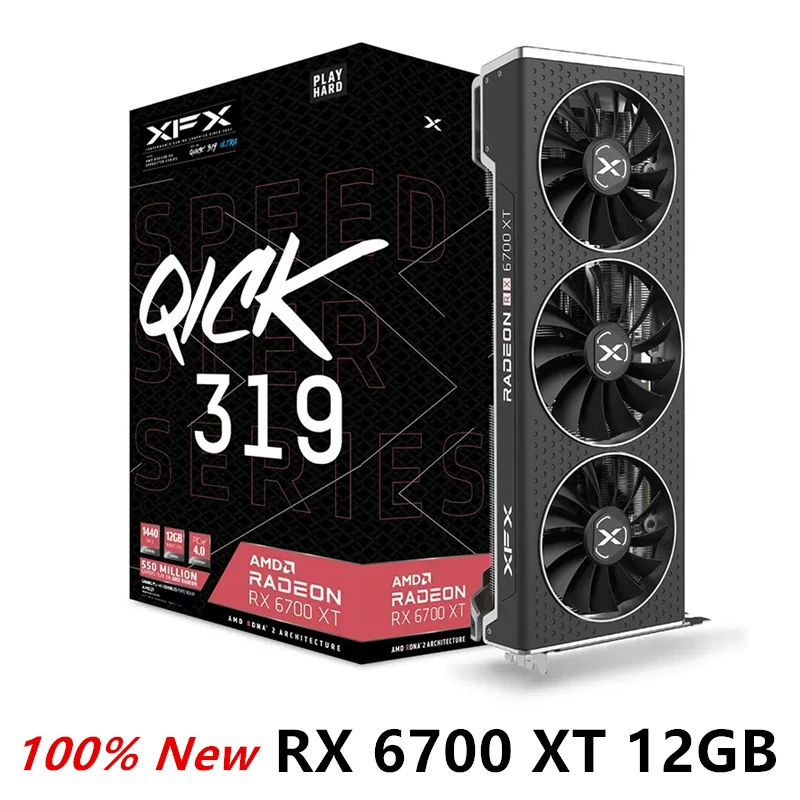 يتم الشحن من مستودع البرازيل XFX RX 6700 XT 12GB GPU بطاقة الرسومات Radeon AMD RX6700 XL 10GB بطاقة فيديو لألعاب الكمبيوتر #3