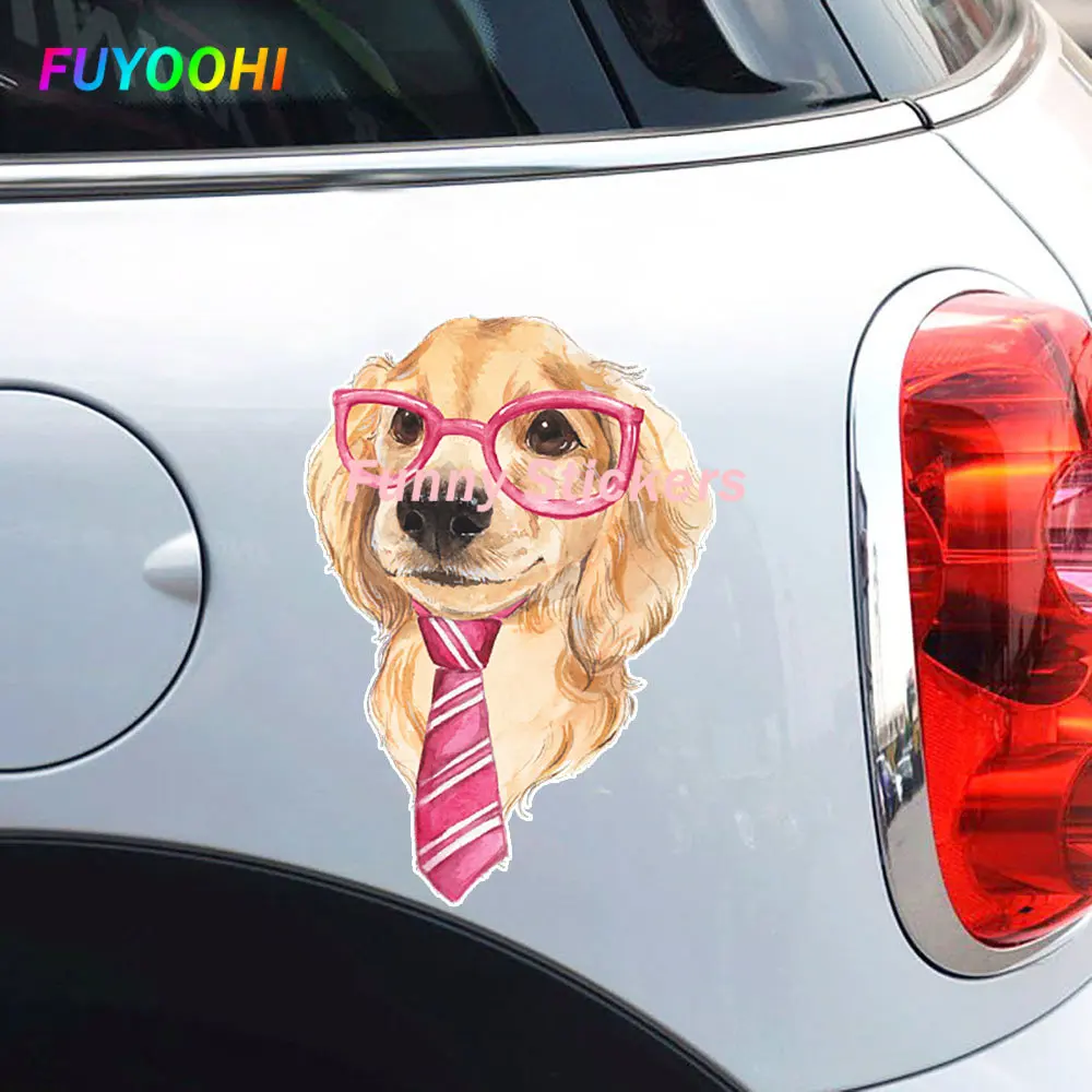 FUYOOHI ملصق أنيق الذهبي المسترد مرسومة باليد الكرتون ملصقات السيارات دراجة نارية الزخرفية عاكس نافذة السيارة الشارات