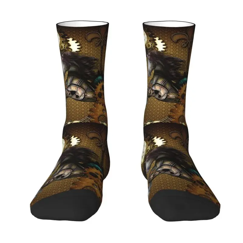 Steampunk Men's Crew Socks Unisex Cute Awesome Steampunk Horse Spring Summer Autumn Winter Dress Socks