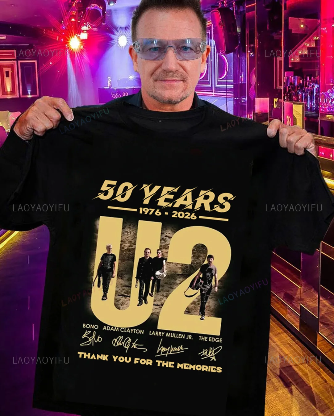 U2　Tシャツ　DISCOTHEQUE　サイズXL U2 50th Anniversary Vintage Rock T-Shirt Men's Casual