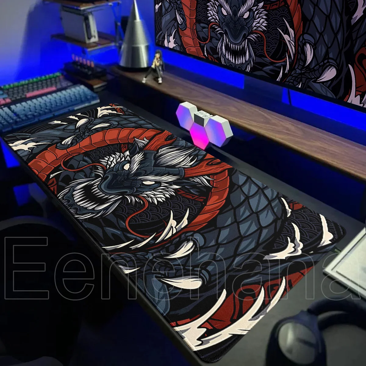 

Japanese Dragon Large Gaming Mouse Pad XXL Keyboard Gamer Pad Speed Non-slip Desk Mat Anime 900x400 Rubber Pc Gamer Completo Rug