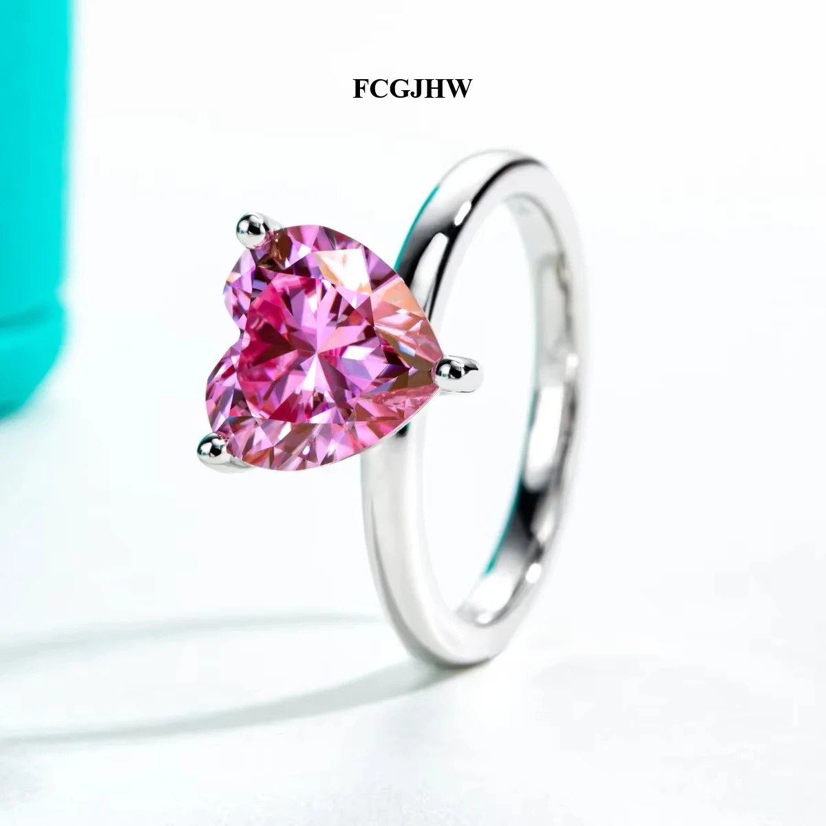FCGJHW 3ct Heart Sakura Pink Moissanite Engagement Wedding Ring With Cer S925 Sterling Silver Rings For Women Jewelry 2026