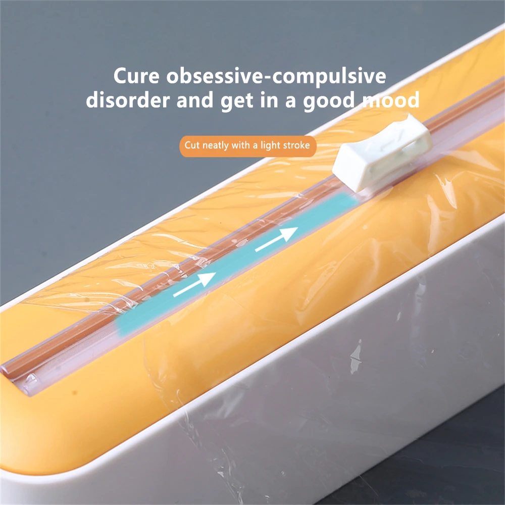 Plastic Wrap Cutter Elastic Buckle Fresh Food Humanized Design 36*7*5cm Kitchen Storage Cutting Box More Comfortable To Hold