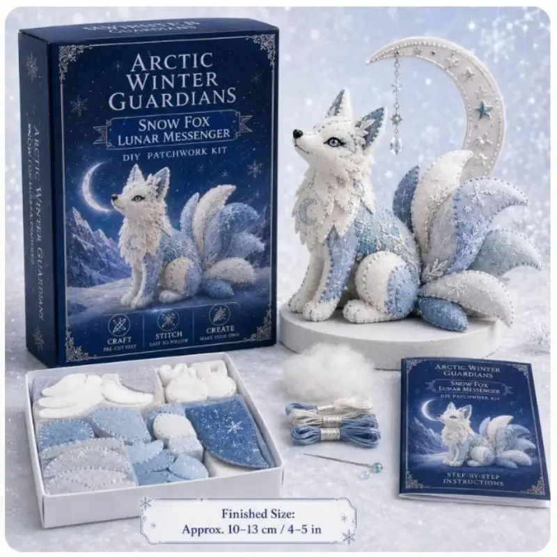 Arctic Winter Guardians DIY Patchwork Kit,3D Stuffed Animals Mythical Creature, Pre-Cut Handmade Craft Kit For Home Decor & Gift
