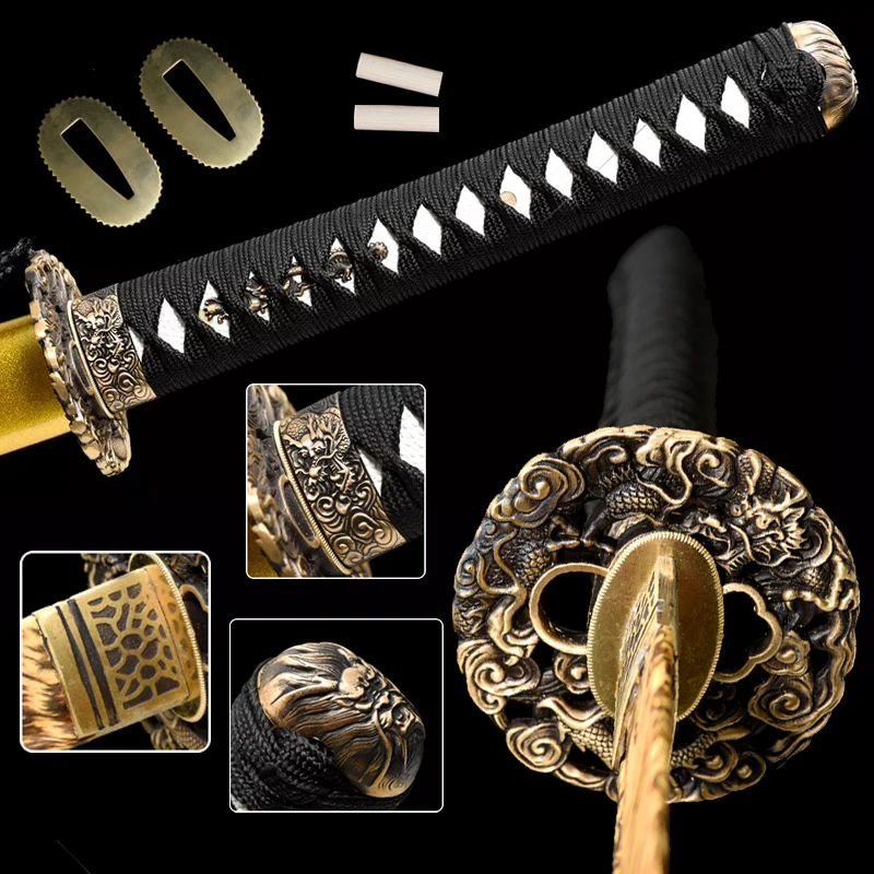 

Tsuka Handle Set For Japanese Tanto/Wakizashi/Katana Accessories Brass Habaki For DIY Customized Swords Espada