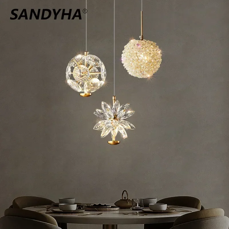 

SANDYHA Modern High-end Pendant Lights Creative Crystal Glass Chandelier Restaurant Hallway Furniture Home Decor Lighting Lamps