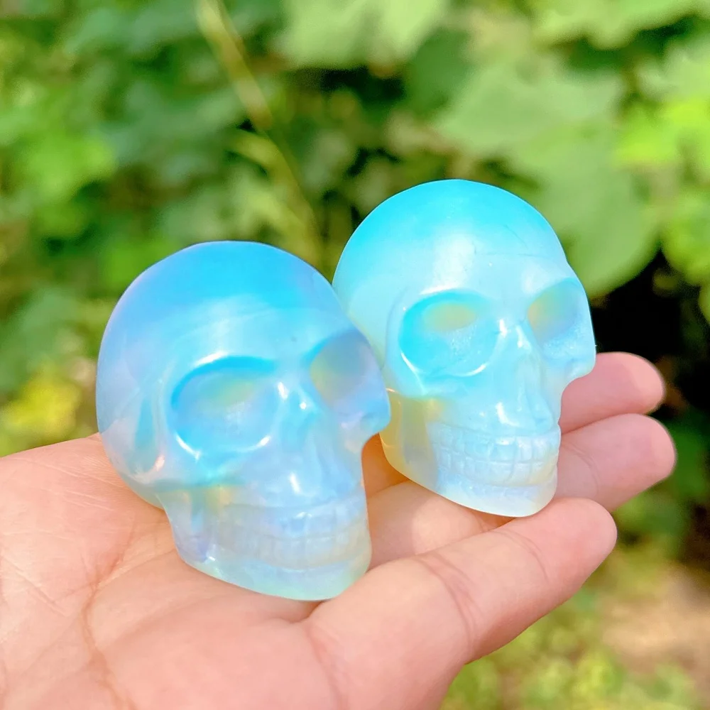 Natural Opalite Crystal Skull Figurine,Quartz Crystal Carved ,Healing Reiki,Home Decoration,Crystal Sculpture,Mineral,and Gifts