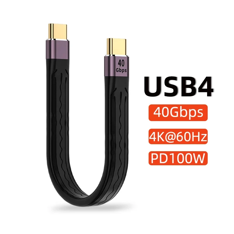 Cabo de Dados USB 4.0 Gen3, Adaptador de Carregamento Rápido, Conversor para Thunderbolt 3, Extensão Tipo C, 4K @ 60Hz, 40Gbps, PD, 100W, 5A