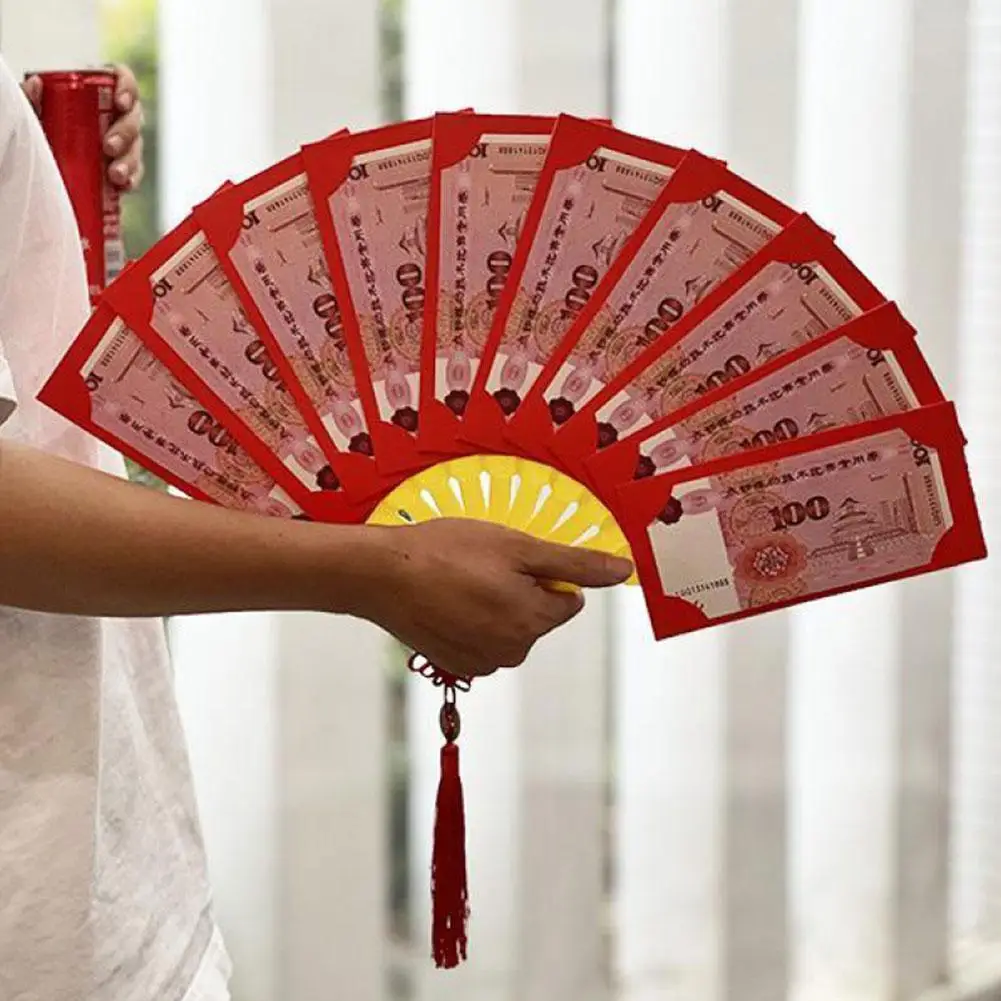 Ano novo chinês Envelopes vermelhos, forma de fã, bolsos hongbao, desejo dinheiro, festival da primavera, melhor presente sortudo, X6S2, 2024