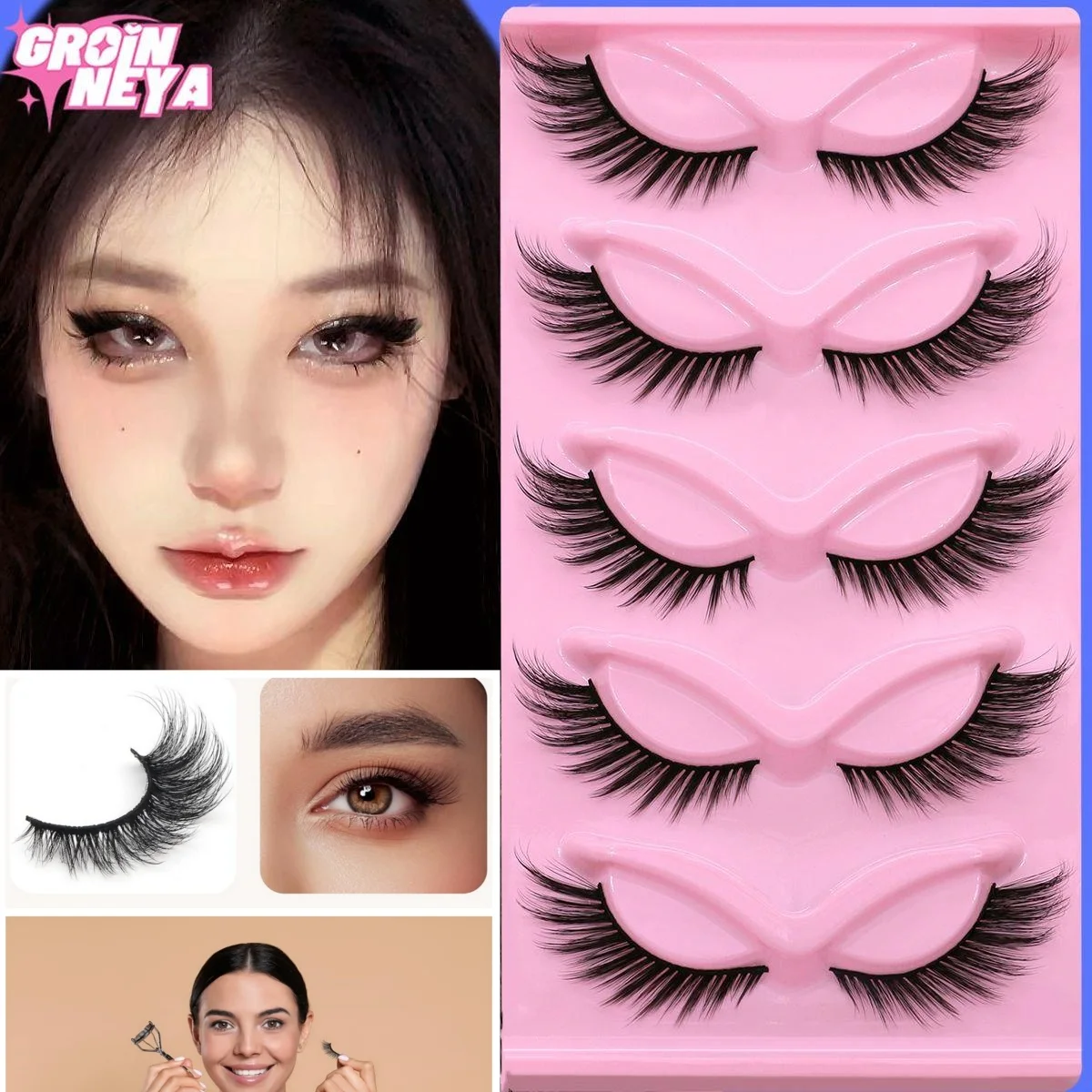 新しいセクシーな漫画風まつげ 3Dミンクつけまつげ DIYつけまつげ デイリーナチュラルソフトクロスまつげエクステ パーティーメイク