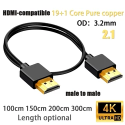 4K Slim HDMI-compatible Cable High Speed Cord Thin to Male Cable Gold-Plated 4K 2K HDR ARC 3D HDCP 2.2 for Monitor TV X-Box PS