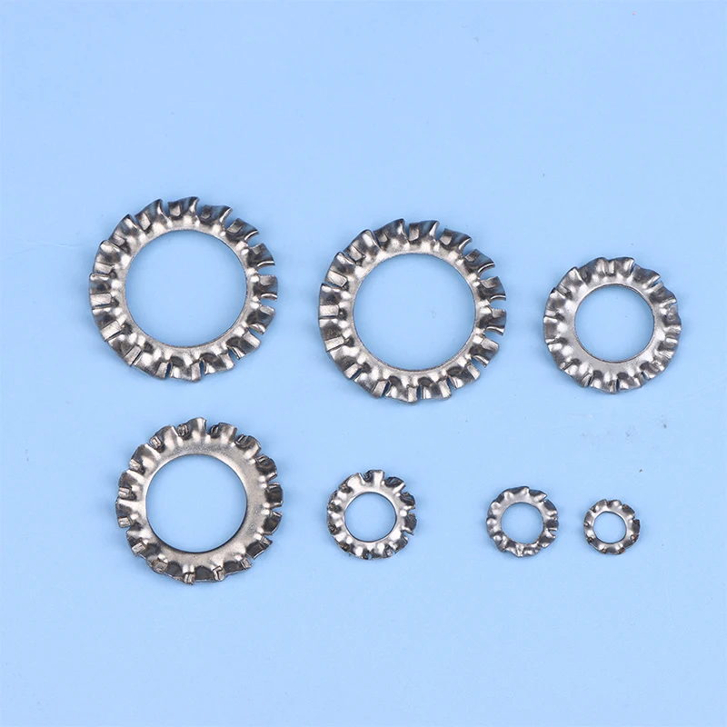 7 Dimensioni M3 M4 M5 M6 M8 M10 M12 160 Pz/scatola In Acciaio Inox Esterno Multi Dente Star Lock Rondelle Assortimento Set