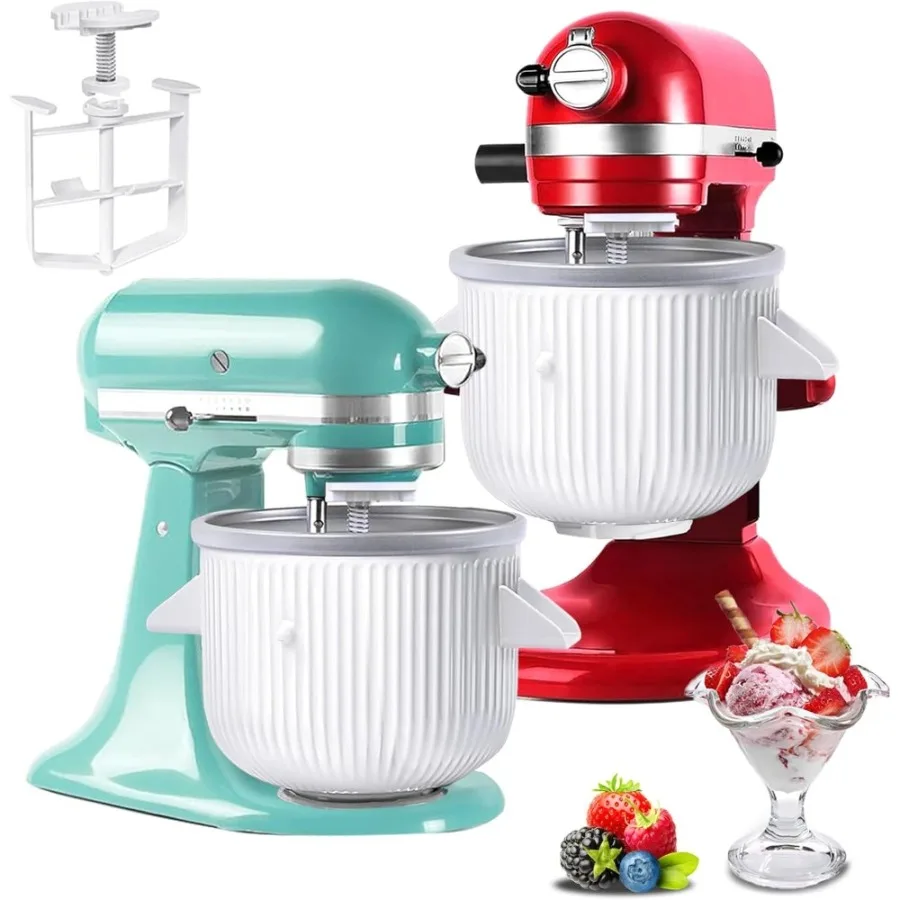 

Насадка для мороженого для KitchenAid, подставка-миксер, 2-литровая миска для замороженного десерта для мороженого, сорбета, йогурта